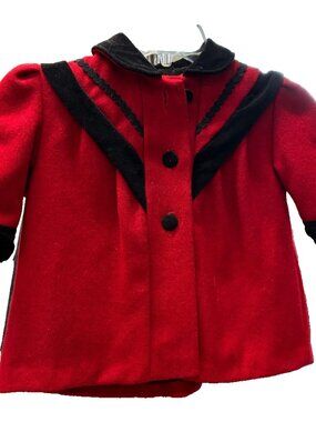 Doren Girls Wool Coat Red/Black Size 2T